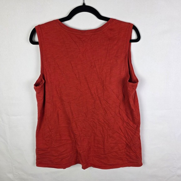 Garnet Hill Weekender Orange V Neck Sleeveless Pocket Tank Top Women's Size L - Picture 2 of 6